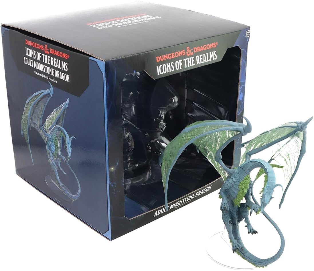 WizKids D&D Icons of The Realms: Adult Moonstone Dragon - Premium Painted Miniature - Fiveboyz