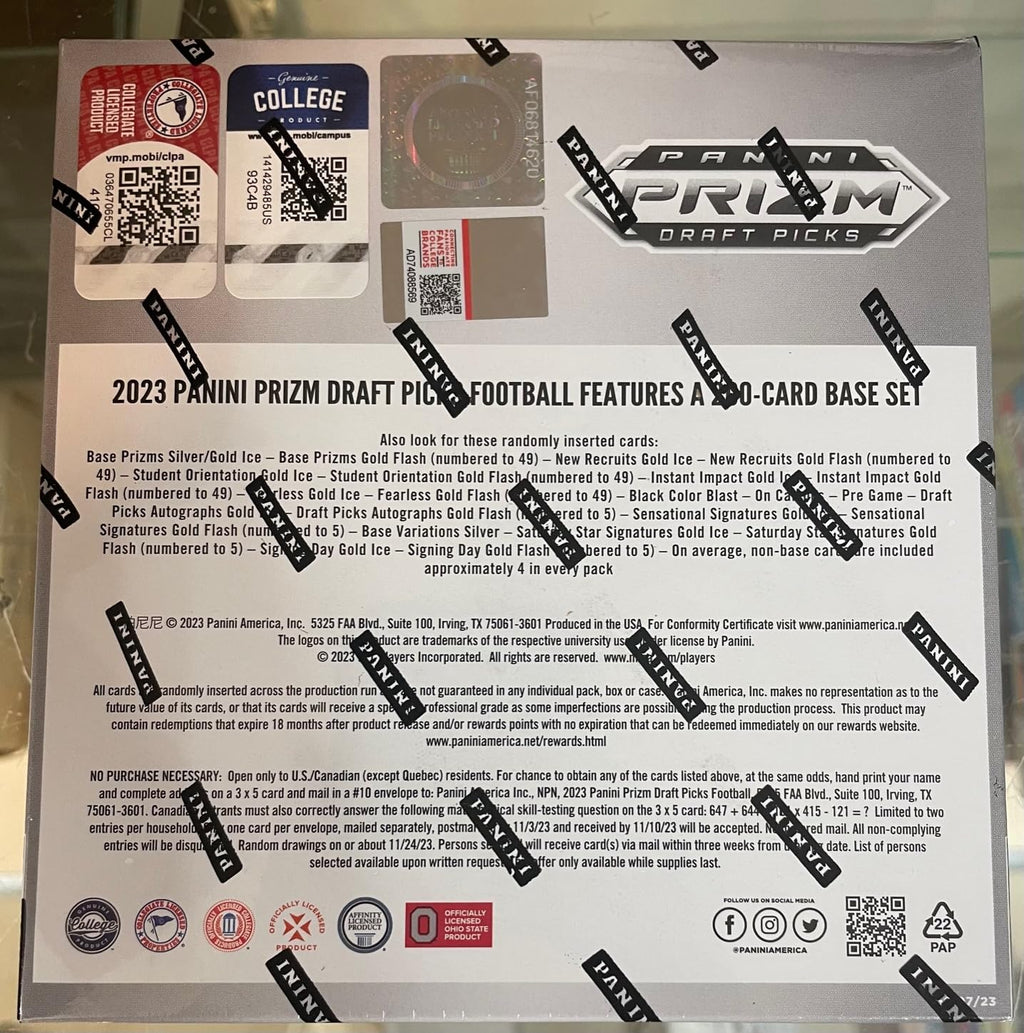 NFL Panini 2023 Prizm Collegiate Draft Picks Football Trading Card MEGA Box [6 Packs] - Fiveboyz