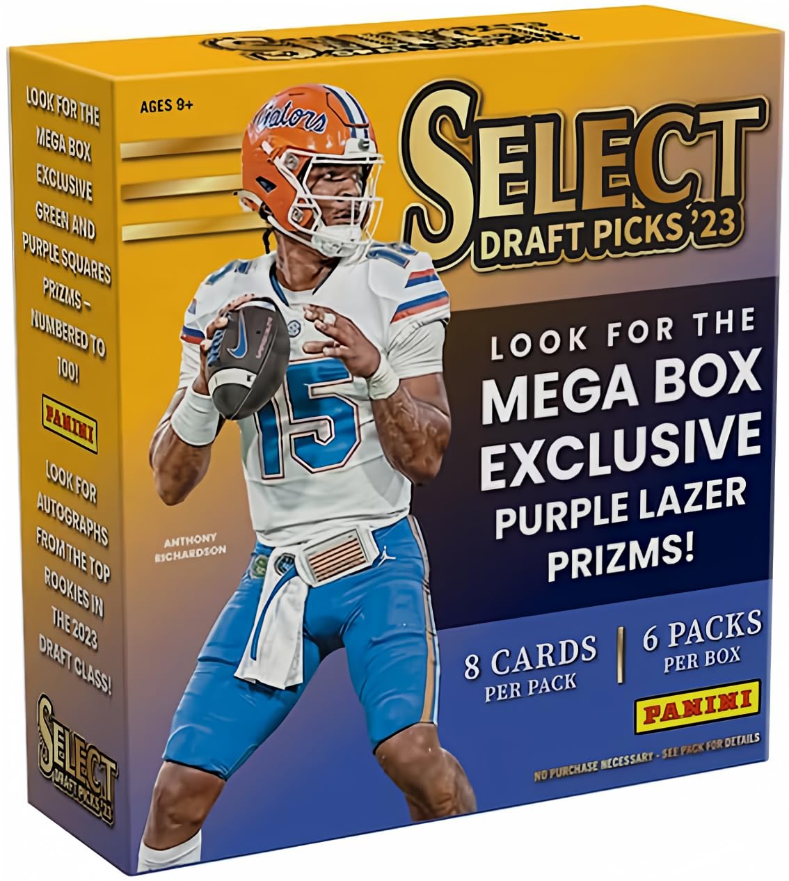 2023 Panini Select Draft Picks Football 6 Pack Mega Box with 48 Cards - Fiveboyz