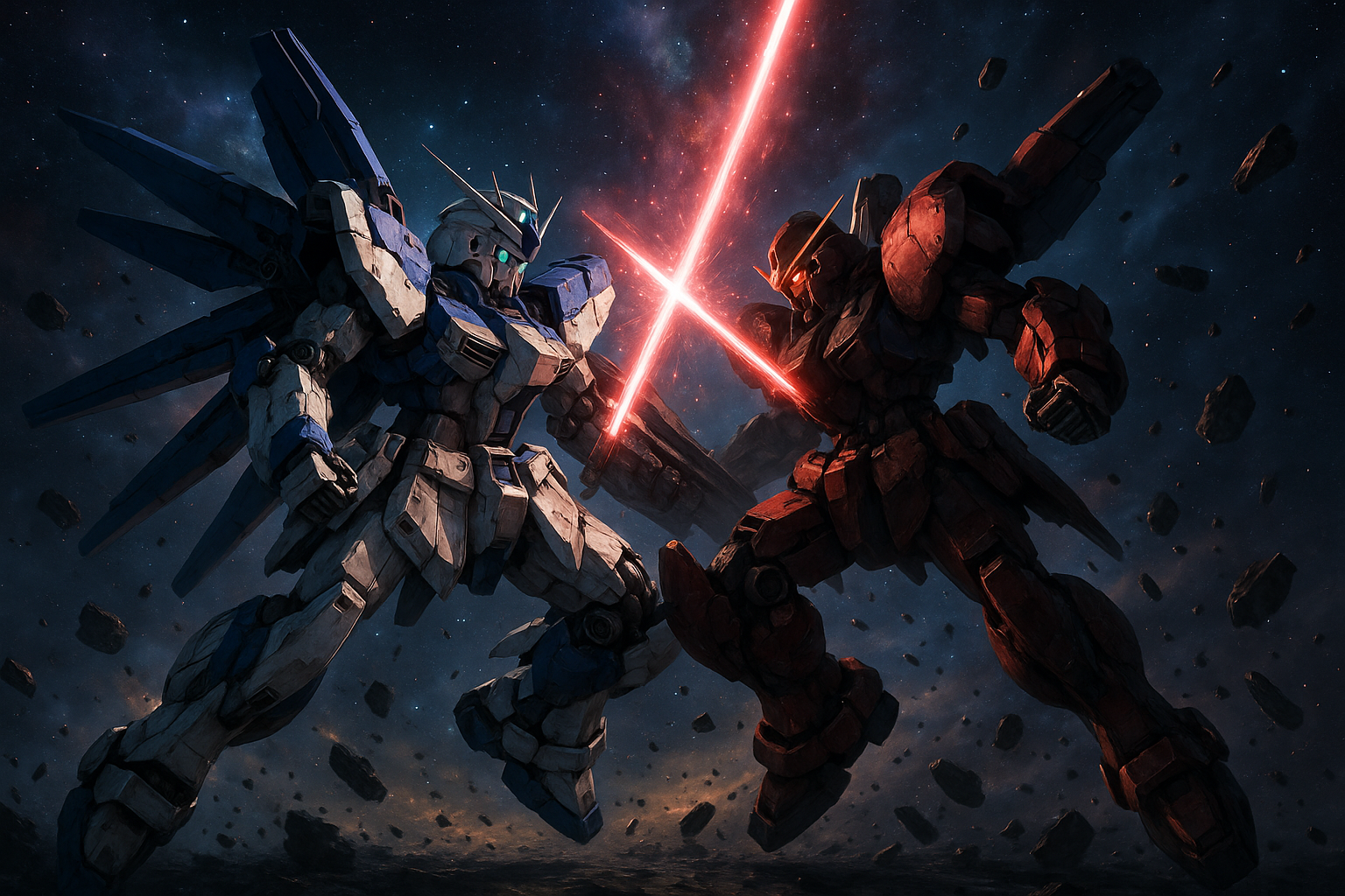 Hi-Nu Gundam space battle scene