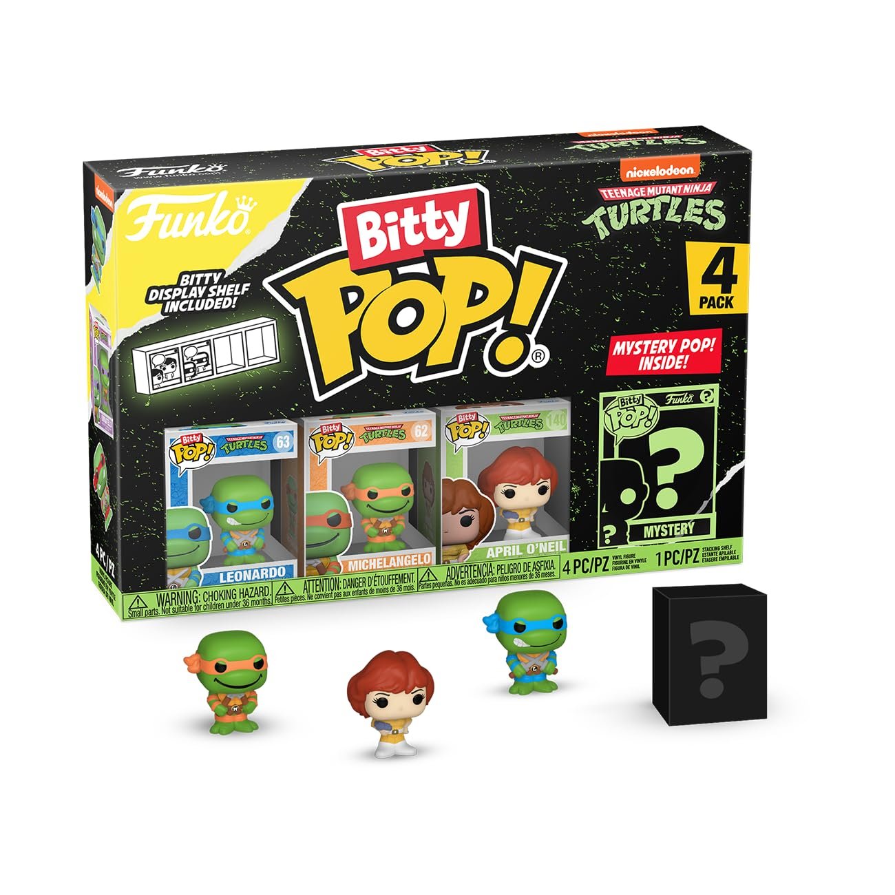 Funko Bitty Pop! Teenage Mutant Ninja Turtles Mini Collectible Toys 4-Pack - Leonardo, Michelangelo, April O'Neil & Mystery Chase Figure (Styles May Vary)