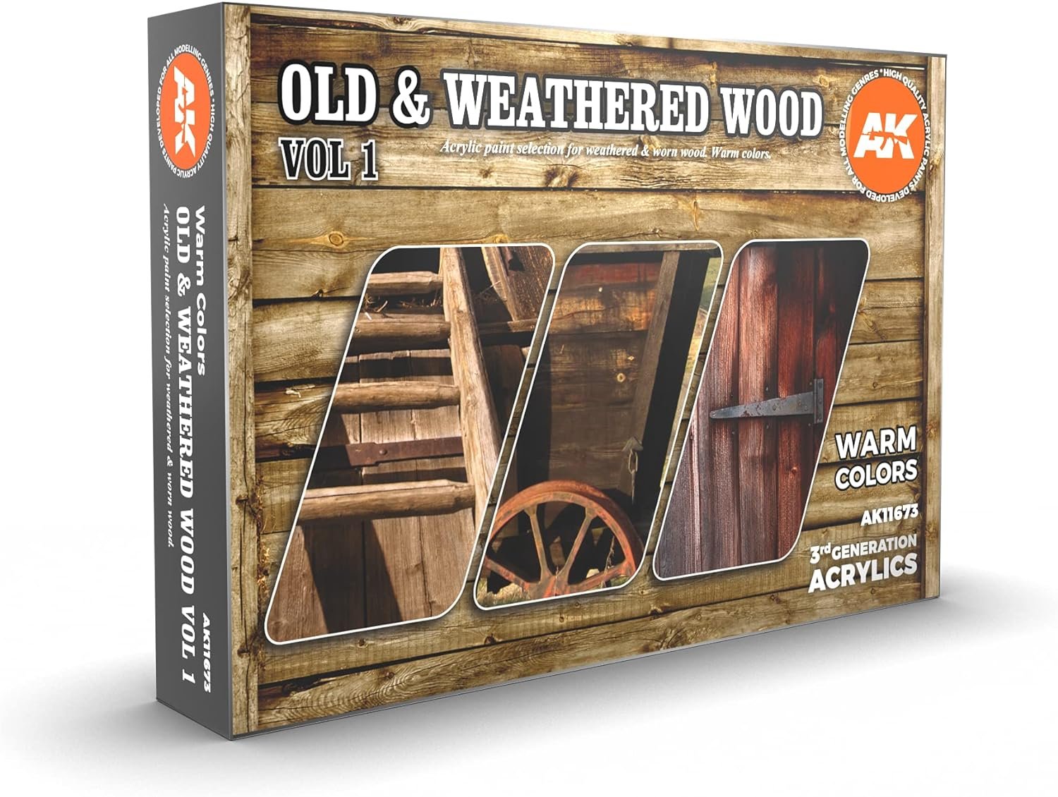 AK Interactive OLD & WEATHERED WOOD VOL1 Acrylic Paint Set 3rd Generation 17mL