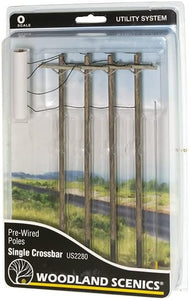 Woodland Scenics US2280 O Wired Poles Single Crossbar