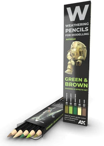 AK AK10040 Watercolor Pencil Set Green and Brown CAMOUFLAGES (5 Colors)