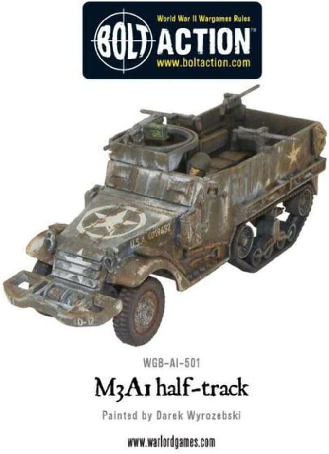 Warlord Bolt Action M3A1 Halftrack 1:56 WWII Military Wargaming Plastic Model Kit, Small