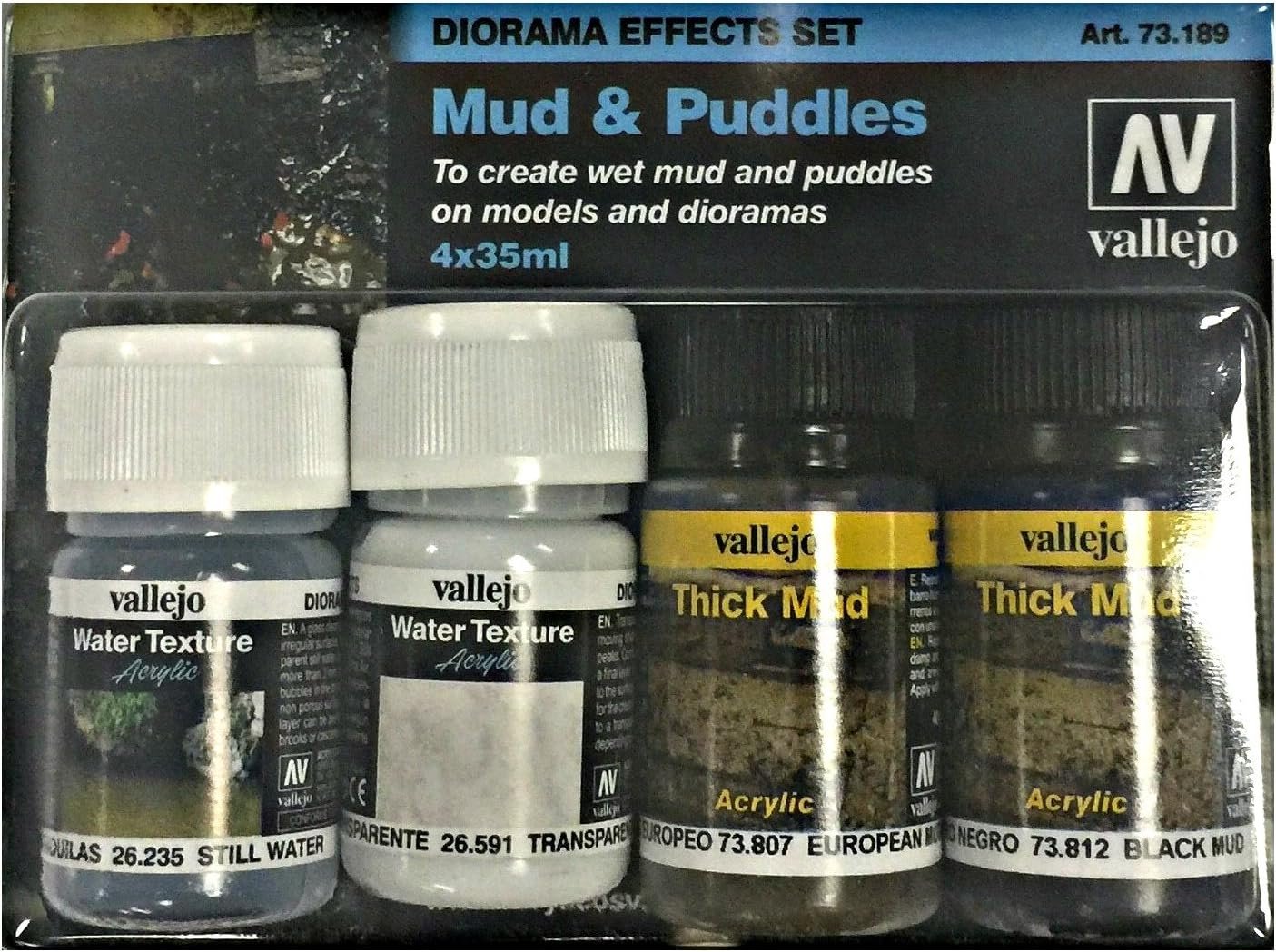 Vallejo Mud & Puddles Pigment Set, 4x35ml, 1.1 Fl Oz (Pack of 4)